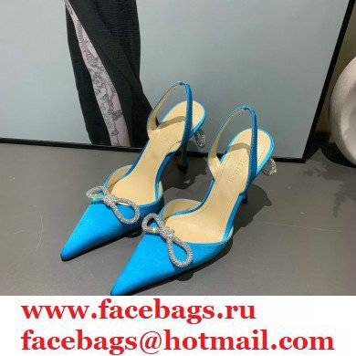Mach  &  Mach 9cm heel Women's Blue Satin Double Bow Pumps